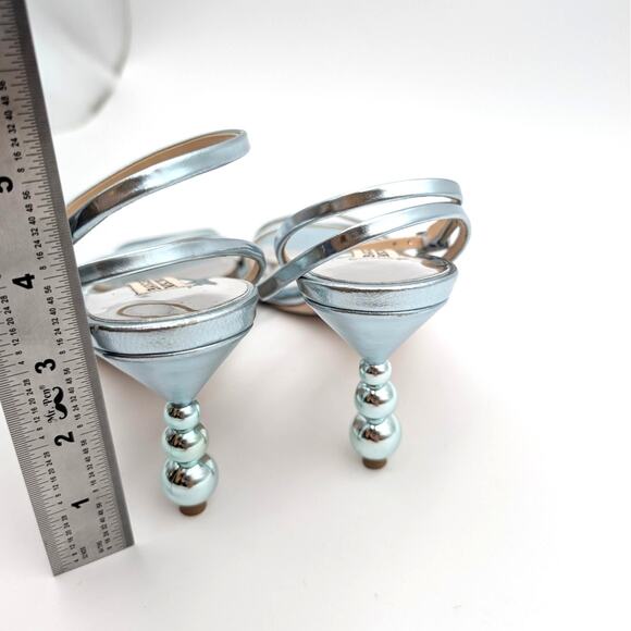 Badgley Mischka Ivette Pearl Heel Evening Sandals Women's Blue Size US8M EU39 - Picture 5 of 10